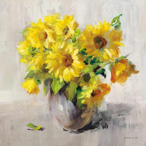 Sunflower Still Life II on Gray by Danhui Nai (12 x 12)