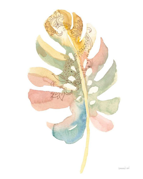 Boho Tropical Leaf II on White by Danhui Nai (18 x 24)
