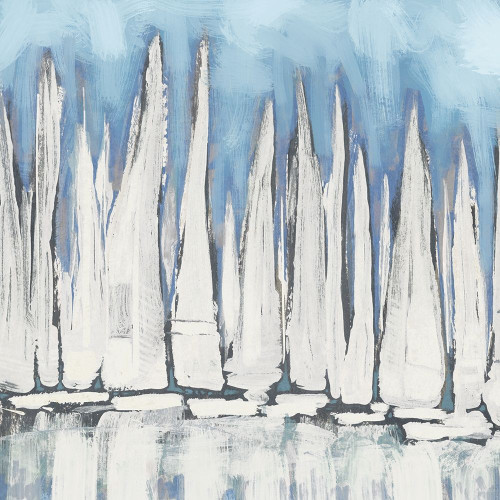 White Sailboat Crowd I by Dan Meneely (24 x 24)