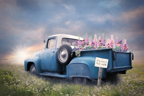Blue Ford with Foxglove Flowers by Lori Deiter (24 x 18)
