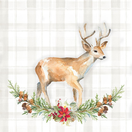 Holiday Woodland Garland on Plaid II by Lanie Loreth (24 x 24)