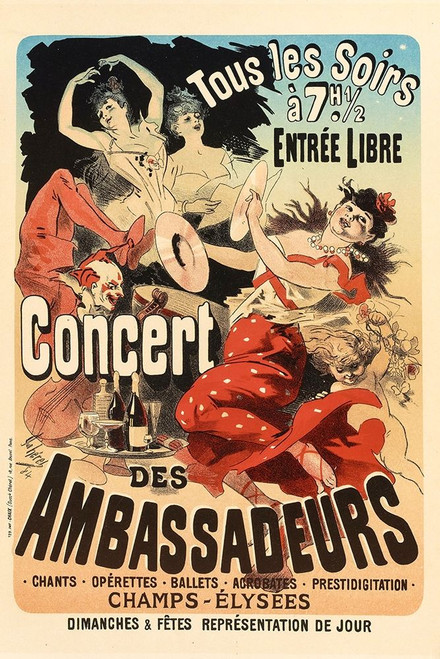 Concert des Ambassadeurs by Jules Cheret (18 x 24)