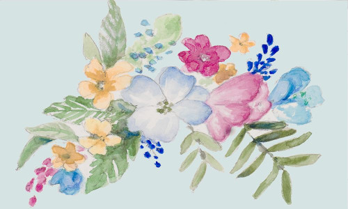 Spring Bouquet on Blue I by Lanie Loreth (24 x 15)
