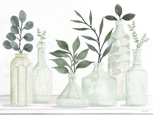 Bottles and Greenery II by Cindy Jacobs (24 x 18)