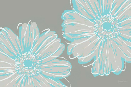 Flower Pop Sketch II-Blue and Taupe by Marie Elaine Cusson (24 x 18)