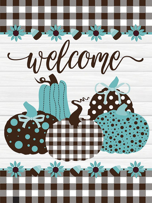 Welcome Pumpkins Buffalo Plaid 2 by Melody Hogan (18 x 24)