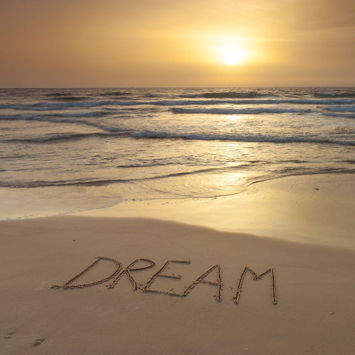 Sand writing - Word Dream written on beach by Assaf Frank (12 x 12)