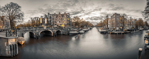 Amsterdam in evening by Assaf Frank (24 x 10)