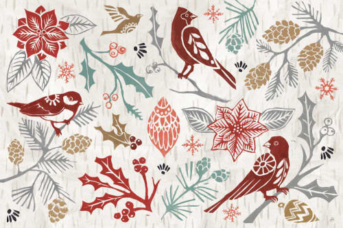 Woodcut Christmas II Color by Daphne Brissonnet (24 x 18)