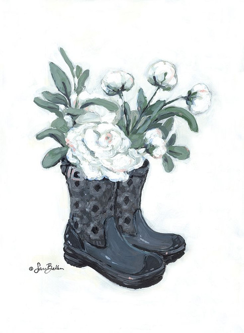Rain Boot Peonies by Sara Baker (18 x 24)