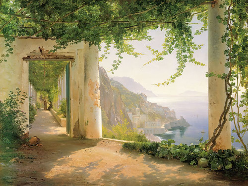 View to the Amalfi Coast by Carl Frederic Aagaard (24 x 18)