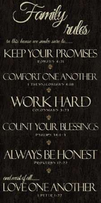 FAMILY RULES SCRIPTURES Poster Print by Taylor Greene (10 x 20)