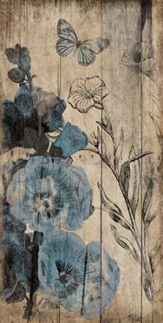 Wood Floral Blue Poster Print by Jace Grey (10 x 20)