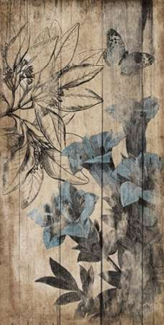 Wood Floral Blue 2 Poster Print by Jace Grey (10 x 20)