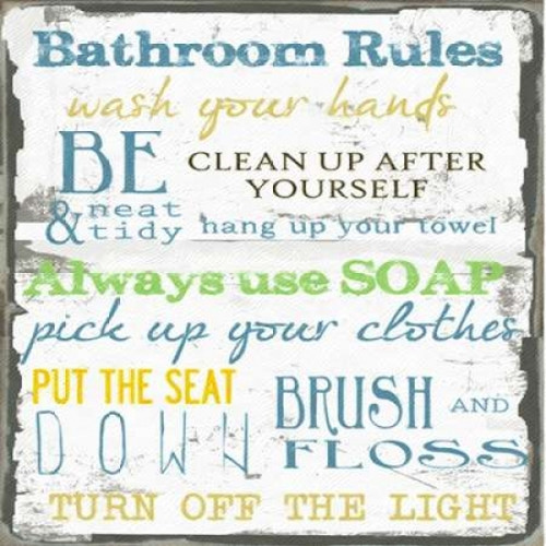 BATHROOM RULES Poster Print by Taylor Greene (12 x 12)