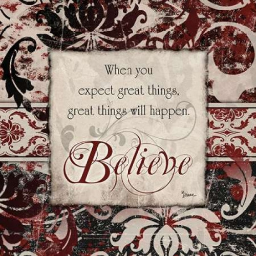 Believe Damask Poster Print by Diane Stimson (12 x 12)