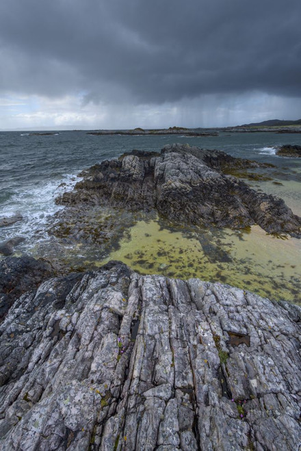 Scottish coast in spring with rain clouds over the ocean at Mallaig in Scotland, United Kingdom Poster Print by Raimund Linke (12 x 19)