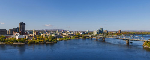 Alexandra Bridge, an interprovincial bridge across the Ottawa River between Ontario and Quebec; Gatineau, Quebec, Canada Poster Print by Alberto Biscaro (34 x 13)