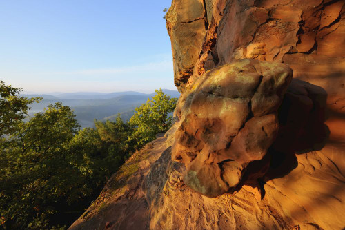 Sandstone Rock, Hochstein, Dahn, Dahner Felsenland, Pfalzerwald, Rhineland-Palatinate, Germany Poster Print by Raimund Linke (19 x 12)