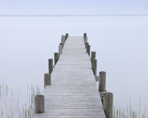 Wooden Jetty, Lake Chiemsee, Gstadt, Chiemgau, Bavaria, Germany Poster Print by Raimund Linke (17 x 13)