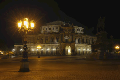 Semper Opera House at Night, Theaterplatz, Dresden, Saxony, Germany Poster Print by Raimund Linke (19 x 12)