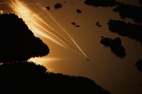 Aerial of Power Boat in Bay Georgian Bay, Ontario, Canada Poster Print by J. A. Kraulis (17 x 11)