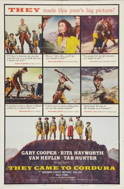 They Came to Cordura Movie Poster Print (27 x 40) - Item # MOVIB01763