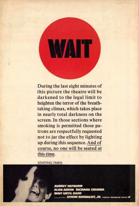 Wait until Dark Movie Poster Print (27 x 40) - Item # MOVCH4274
