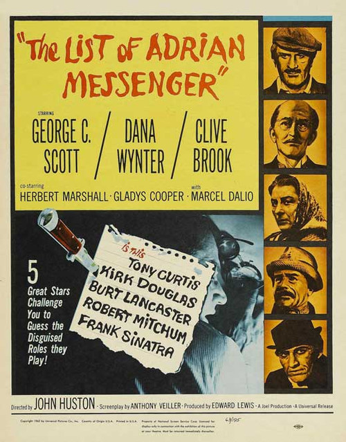 The List of Adrian Messenger Movie Poster Print (27 x 40) - Item # MOVAB30390