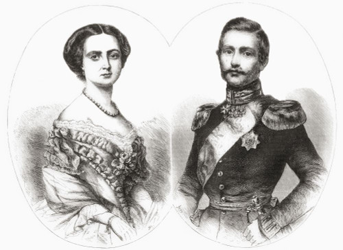 Frederick III, 1831 � 1888, aka Friedrich III. German Emperor and King of Prussia.  Victoria, Princess Royal, 1840 �1901. German Empress and Queen of Prussia as the wife of German Emperor Frederick III.  From L'Univers Illustre, published Paris, 1859