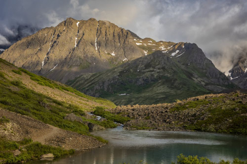 Sunset over the Chugach Mountains in Chugach State Park, Alaska, USA; Alaska, United States of America Poster Print by Alex Rearick (18 x 12)