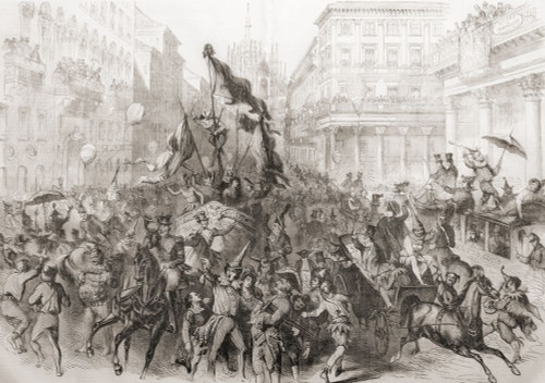 The Ambrosian Carnival, Milan, Italy, 19th century.  From L'Univers Illustre, published Paris, 1859 Poster Print by Ken Welsh (18 x 12) The Ambrosian Carnival, Milan, Italy, 19th century.  From L'Univers Illustre, published Paris, 1859 Poster Print by Ken Welsh (18 x 12)