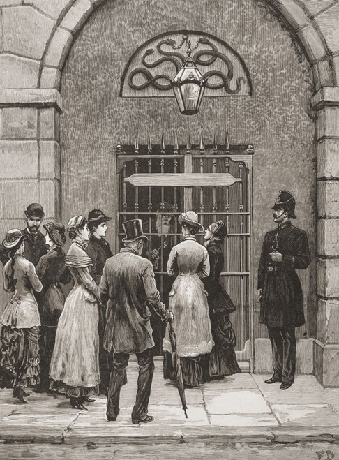 Visitors waiting to enter a prison, London, England, 19th century. From The London Illustrated News, published 1881. Poster Print by Ken Welsh (13 x 17)