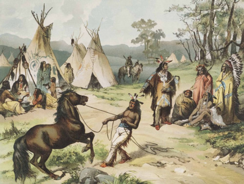 An Indian village.  A 19th century print by an unidentified artist. Poster Print by Ken Welsh (17 x 13)