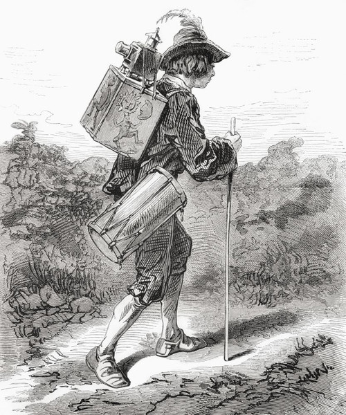 The magic lantern.  A 19th century travelling magician.  From L'Univers Illustre, published Paris, 1859 Poster Print by Ken Welsh (13 x 16)