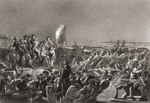 The American retreat from Long Island at the end of the Battle of Long Island, August 27, 1776 during the American Revolutionary War.  After a 19th century engraving. Poster Print by Ken Welsh (17 x 11)