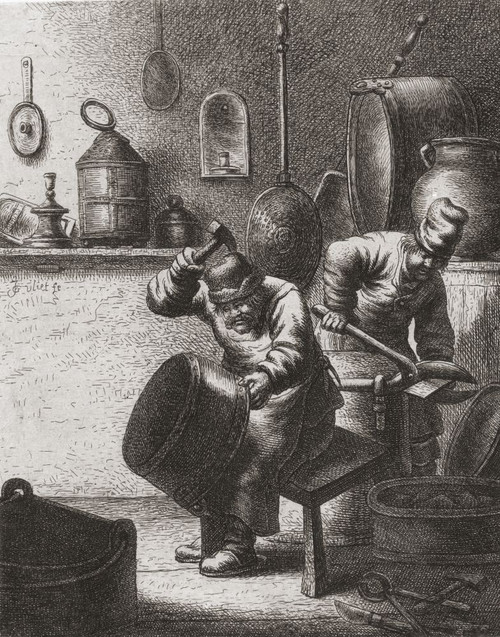 Coppersmiths at work in the 17th century.  After a print by Jan Gillisz van Vliet. Poster Print by Ken Welsh (13 x 17)