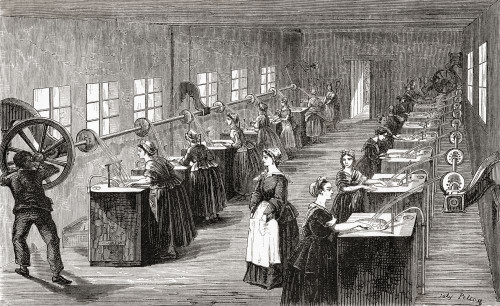 A silk spinning workshop, 19th century.  From Le Savant du Foyer ou Notions Scientifiques Sur Les Objets Usuels de la Vie, published 1864 Poster Print by Ken Welsh (19 x 12)