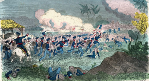 Charge of the Palmettos at the Battle of Churubusco, August 20, 1847.  From An Illuminated History of North America, from the earliest period to the present time, published 1860. Poster Print by Ken Welsh (20 x 11)