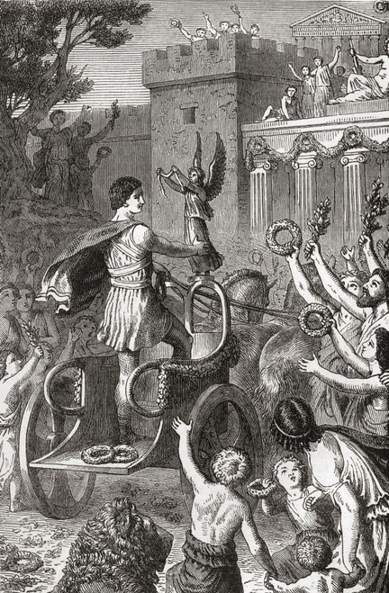 Reception of an Olympian victor at Athens, Greece.  A Popular History of Greece, published 1887. Poster Print by Ken Welsh (12 x 18)