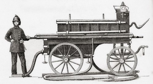Merryweather and Son's improved London Brigade fire engine, 1862.  From A Concise History of The International Exhibition of 1862, published 1862. Poster Print by Ken Welsh (19 x 10)