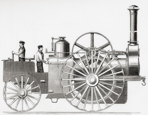 B.D. Taplin and Co's Lincoln Traction Engine, 1862.  From A Concise History of The International Exhibition of 1862, published 1862. Poster Print by Ken Welsh (16 x 12)