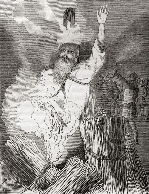 The martyrdom of Thomas Cranmer, 1556.  Thomas Cranmer, 1489 � 1556.  Leader of the English Reformation and Archbishop of Canterbury.  From The History of Progress in Great Britain, published 1866. Poster Print by Ken Welsh (13 x 17)