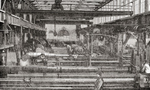 The Armstrong Gun Factory, Elswick, Newcastle on Tyne, England.  Boring and turning shop.  From Great Engineers, published c.1890 Poster Print by Ken Welsh (20 x 12)