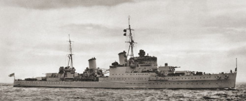 HMS Liverpool, a Town-class light cruiser of the Royal Navy in service from 1938 to 1952.  From British Warships, published 1940 Poster Print by Hilary Jane Morgan (24 x 9)