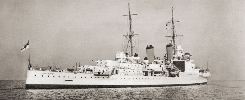 HMS Manchester, a Town-class light cruiser.  From British Warships, published 1940 Poster Print by Hilary Jane Morgan (24 x 9)