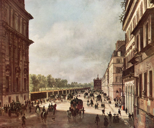 La Rue de Rivoli, Paris, France in the 19th century. After the painting by J. Canella.  From L'Illustration, published 1936. Poster Print by Hilary Jane Morgan (15 x 12)