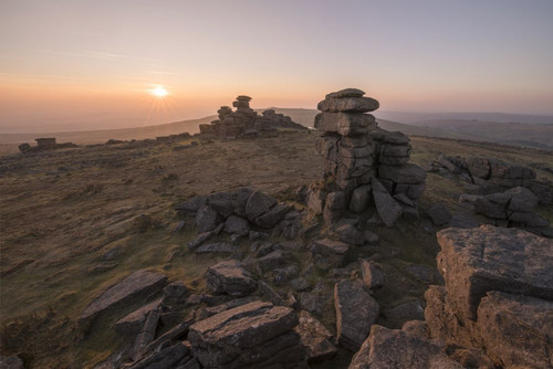 Great Staple Tor at sunset on Dartmoor. Poster Print by Loop Images Ltd. (20 x 13)
