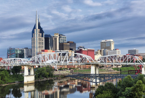 Nashville city skyline in Tennessee. Poster Print by Loop Images Ltd. (17 x 12)