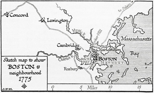 Sketch map showing Boston and neighbourhood, 1775.  From the book Outline of History by H.G. Wells, published 1920. Poster Print by Ken Welsh (19 x 11)